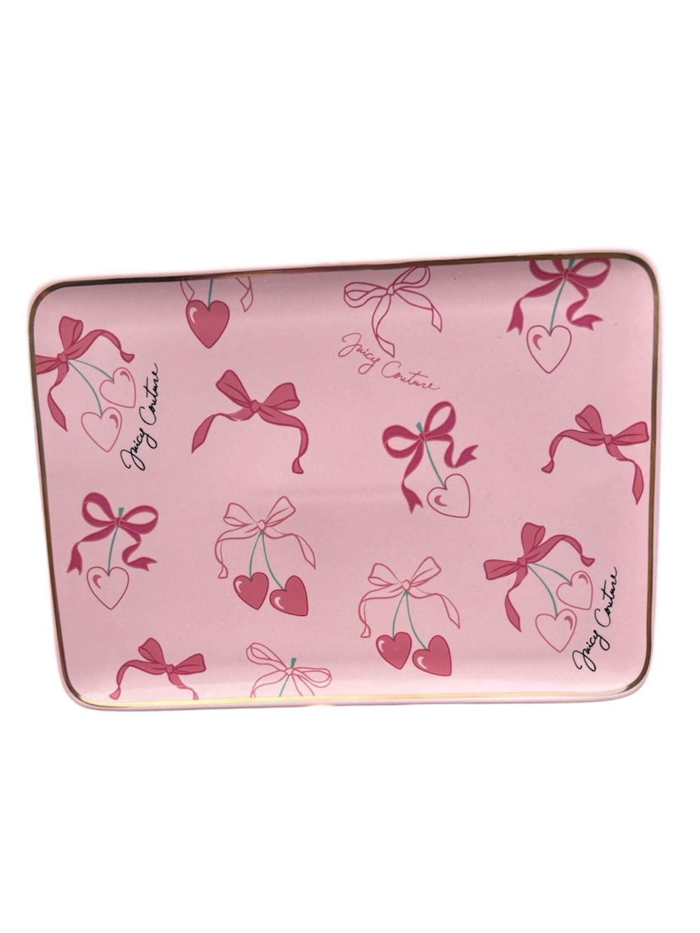 Juicy Couture Pink Heart & Bow Ceramic Trinket Tray NEW - Picture 2 of 3
